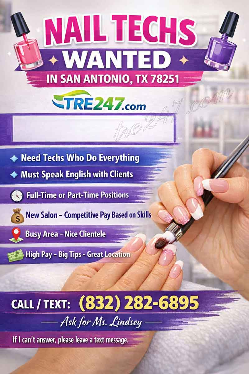 Tuyển thợ nail tại San Antonio, Texas