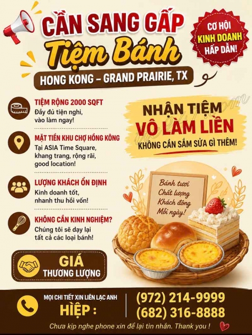 Cần Sang Tiệm Bánh Hong Kong In Grand Prairie TX