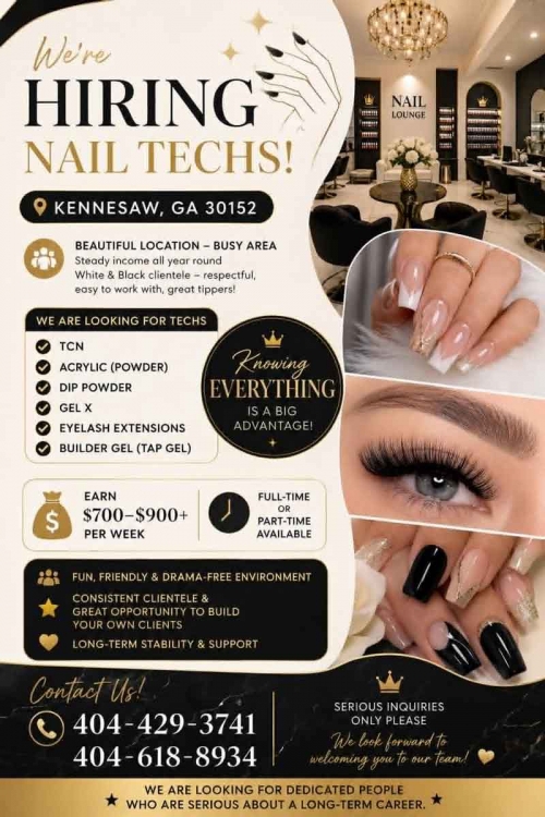 Cần thợ nail thợ bột, tay chân nước, dip tại Kennesaw, Georgia - ổn định