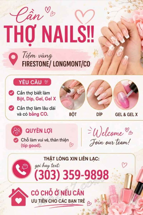 Cần Thợ Nails - Bột, Gel, Gel X tại Longmont, Colorado