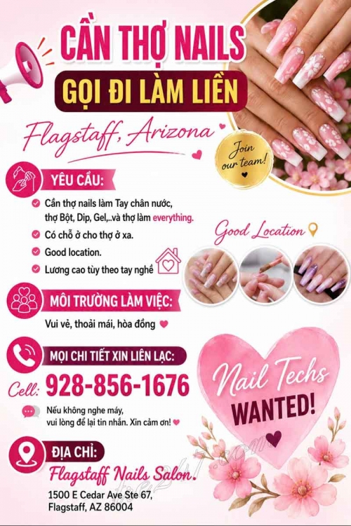 Cần Thợ Nails Flagstaff, Arizona - Bột, Tay chân nước, Dip, Gel,