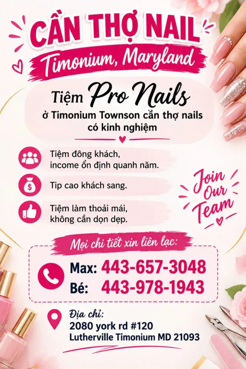 Cần Thợ Nails Ở Lutherville Timonium, Maryland - Thu Nhập Ổn Định