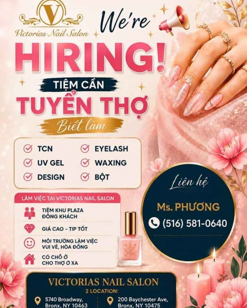 Cần Thợ Nails Tại Bronx New York