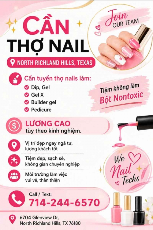 Cần Thợ Nails Tại North Richland Hills, Texas - Bột, Tay chân nước,