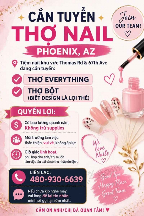 Cần Thợ Nails Tại Thomas Rd, Arizona - Bột, Design, Everything tại Phoenix, Arizona
