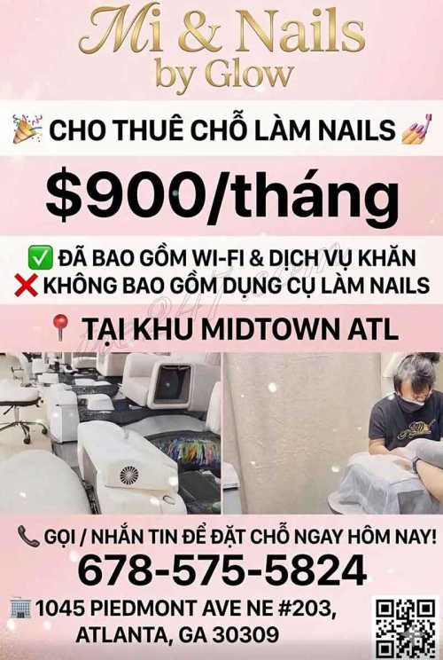 MI & NAILS BY GLOW - CHO THUÊ CHỖ LÀM NAILS - ATLANTA GA