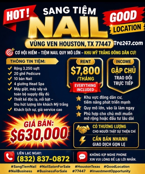 Sang Tiệm Nail Cao Cấp Tại Houston Area TX tại Houston, Texas