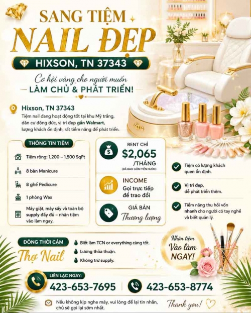 Sang Tiệm Nails Hixson, Tennessee - Income Tốt