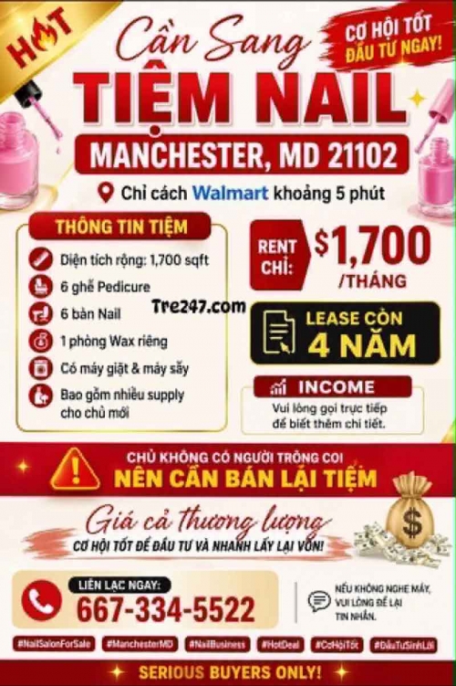 Sang Tiệm Nails Manchester, Maryland - Income Tốt