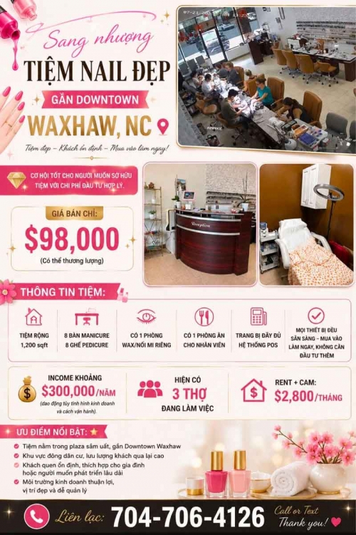 Sang Tiệm Nails North Carolina - Income Tốt