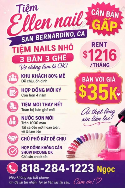 Sang Tiệm Nails San Bernardino, California - Income Tốt