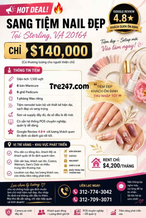 Sang Tiệm Nails Sterling, Virginia - Income Tốt
