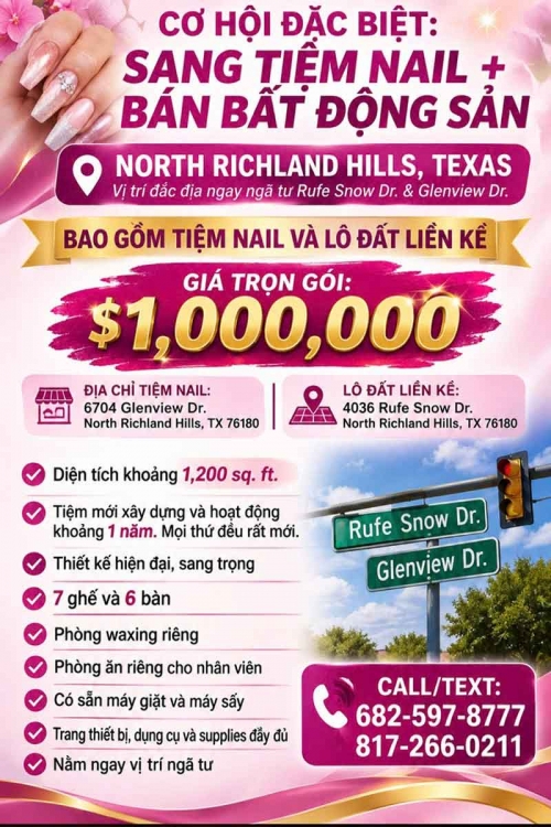 Sang Tiệm Nails Và Bán Bất Động Sản Tại North Richland Hills, Texas - Vị...