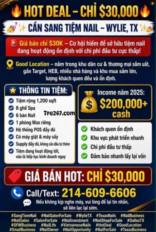 Sang Tiệm Nails Wylie, Texas - Income Tốt