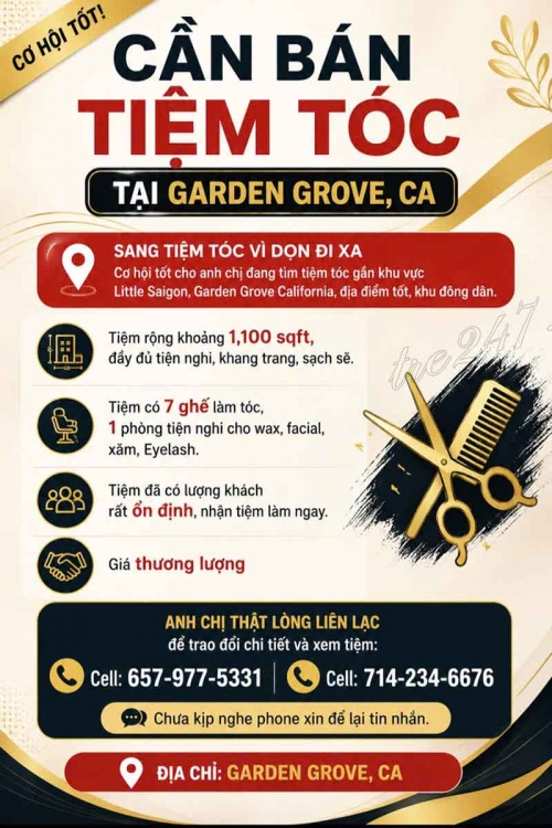 Sang Tiệm Tóc Tại Garden Grove, California - Vị Trí Tốt
